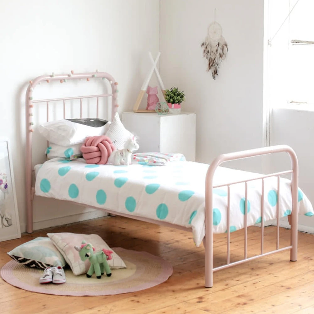 Abigail Metal Bed Frame Abigail Metal Bed Frame -The Bed Rooms Shop AbigailMetalBedFrameDustyPink