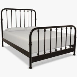 Artem Cast Iron Bed Frame -The Bed Rooms Shop Artem Cast Iron Bed Frame Black Suede