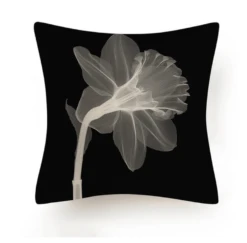 Black And White Abstract Flower Cushion III