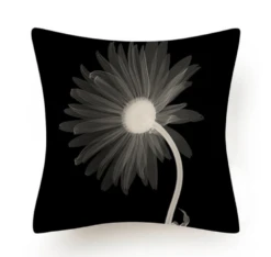 Black And White Abstract Flower Cushion VII