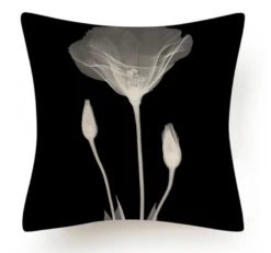 Black And White Abstract Flower Cushion IV