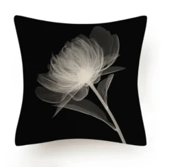 Black And White Abstract Flower Cushion VI