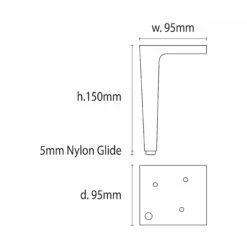 Borsari 150mm Furniture Leg -The Bed Rooms Shop Bosari150mmleg