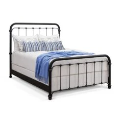 Braden Cast Iron Bed Frame 4 Braden Cast Iron Bed Frame -The Bed Rooms Shop Braden 1001 queen CBMPF AgedIron finish angle