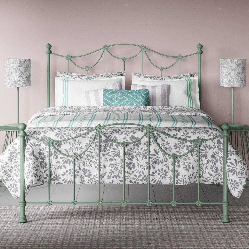 Carlton Cast Iron Bed Frame with Low Foot Carlton Cast Iron Bed Frame With Low Foot -The Bed Rooms Shop CarltonCastBed LowFootinLightGreen