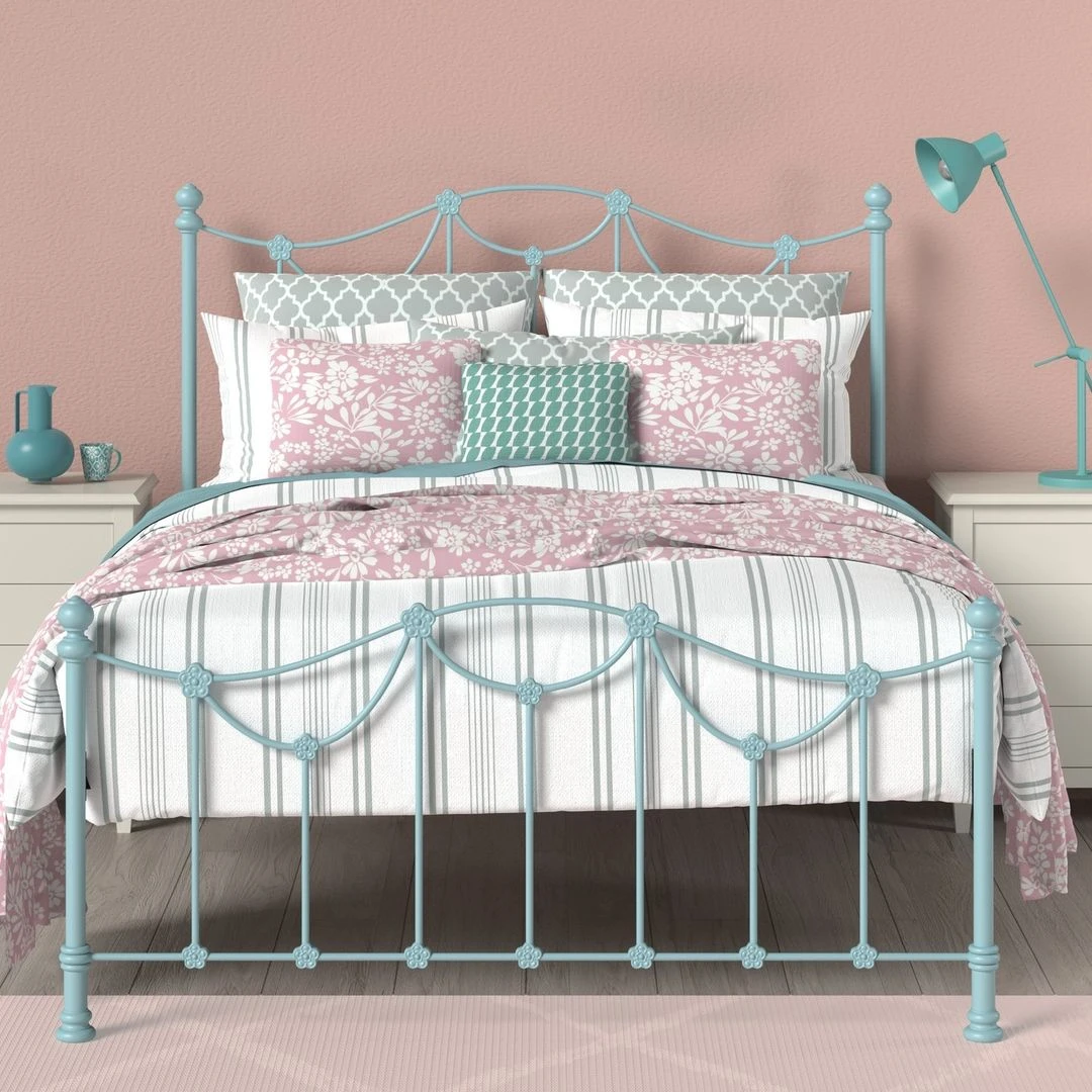 Carlton Cast Iron Bed Frame with Low Foot Carlton Cast Iron Bed Frame With Low Foot -The Bed Rooms Shop CarltonCastBed LowFootinPaleBlue