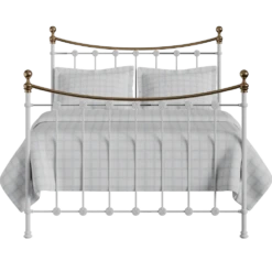 Carrum Cast Iron Bed Frame -The Bed Rooms Shop Carrum Cast Iron Frame Brass Satin White