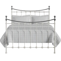 Carrum Cast Iron Bed Frame -The Bed Rooms Shop Carrum Cast Iron Frame Chrome Glossy Ivory