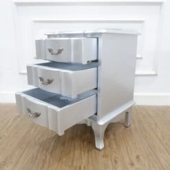 Christophe Bedside Table -The Bed Rooms Shop Christophe bedside silver metallic .5