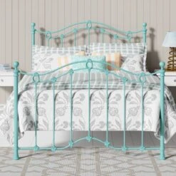 Clareville Cast Iron Bed Frame -The Bed Rooms Shop ClarevilleCastBedinLightBlue