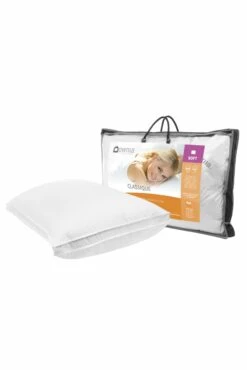 Classique White Duck Down & Feather Pillow -The Bed Rooms Shop ClassiqueSoft Angle scaled 1