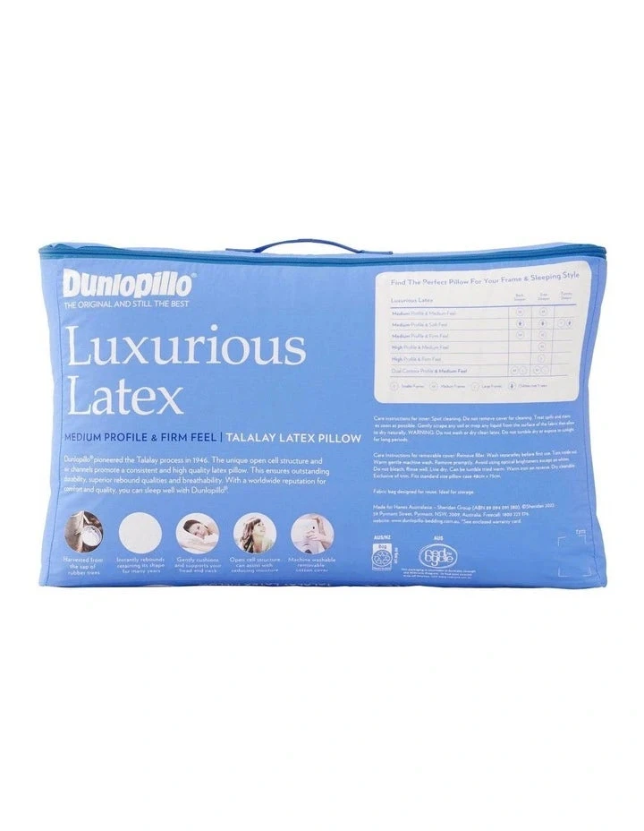 Luxurious Latex Medium Profile & Firm Feel Pillow Luxurious Latex Medium Profile & Firm Feel Pillow -The Bed Rooms Shop Dunlopillo medium firm pillow