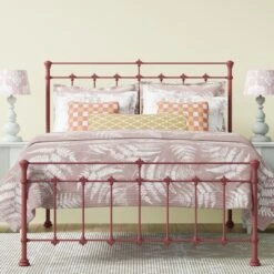 Edan Cast Iron Bed Frame 4 Edan Cast Iron Bed Frame -The Bed Rooms Shop EdanCastBedinPinkRed