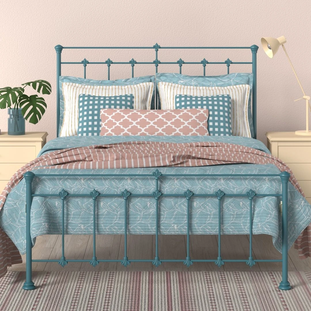 Edan Cast Iron Bed Frame Edan Cast Iron Bed Frame -The Bed Rooms Shop EdanCastBedinSeaGreen