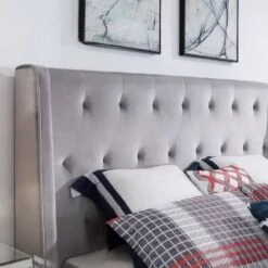 Elinor Upholstered Bed With Wings 2 Elinor Upholstered Bed With Wings -The Bed Rooms Shop MeridaGreyWithWings2