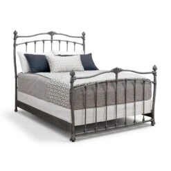 Merrick Cast Iron Bed Frame -The Bed Rooms Shop Merrick 1042 queen CBMPF SilverBisque finish angle f62790f7 81b6 40dc aa3e f926eadd16ab