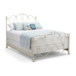 Morsley Cast Iron Bed Frame 5 Morsley Cast Iron Bed Frame -The Bed Rooms Shop Morsley 1026 queen CBMPF RusticIvory finish angle 1