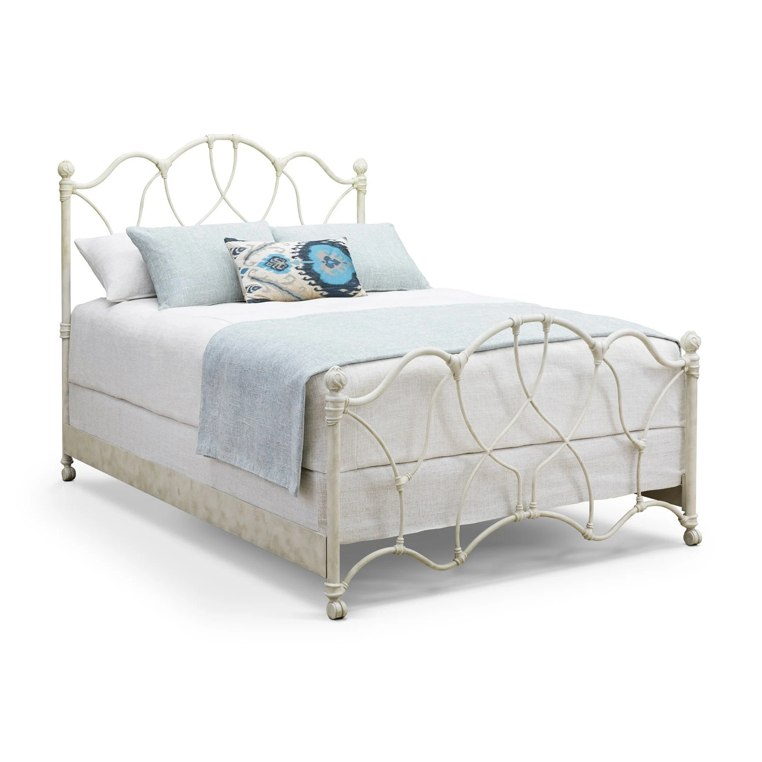 Morsley Cast Iron Bed Frame Morsley Cast Iron Bed Frame -The Bed Rooms Shop Morsley 1026 queen CBMPF RusticIvory finish angle 1