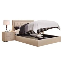 Carlos Upholstered Bed -The Bed Rooms Shop NelsonGasliftCream1