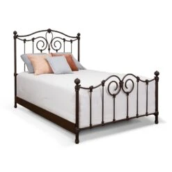 Olympia Cast Iron Bed Frame -The Bed Rooms Shop Olympia 7165 queen CBMPF NaturalRust finish angle