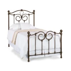 Olympia Cast Iron Bed Frame -The Bed Rooms Shop Olympia 7165 twin CBMPF CopperBisque angle