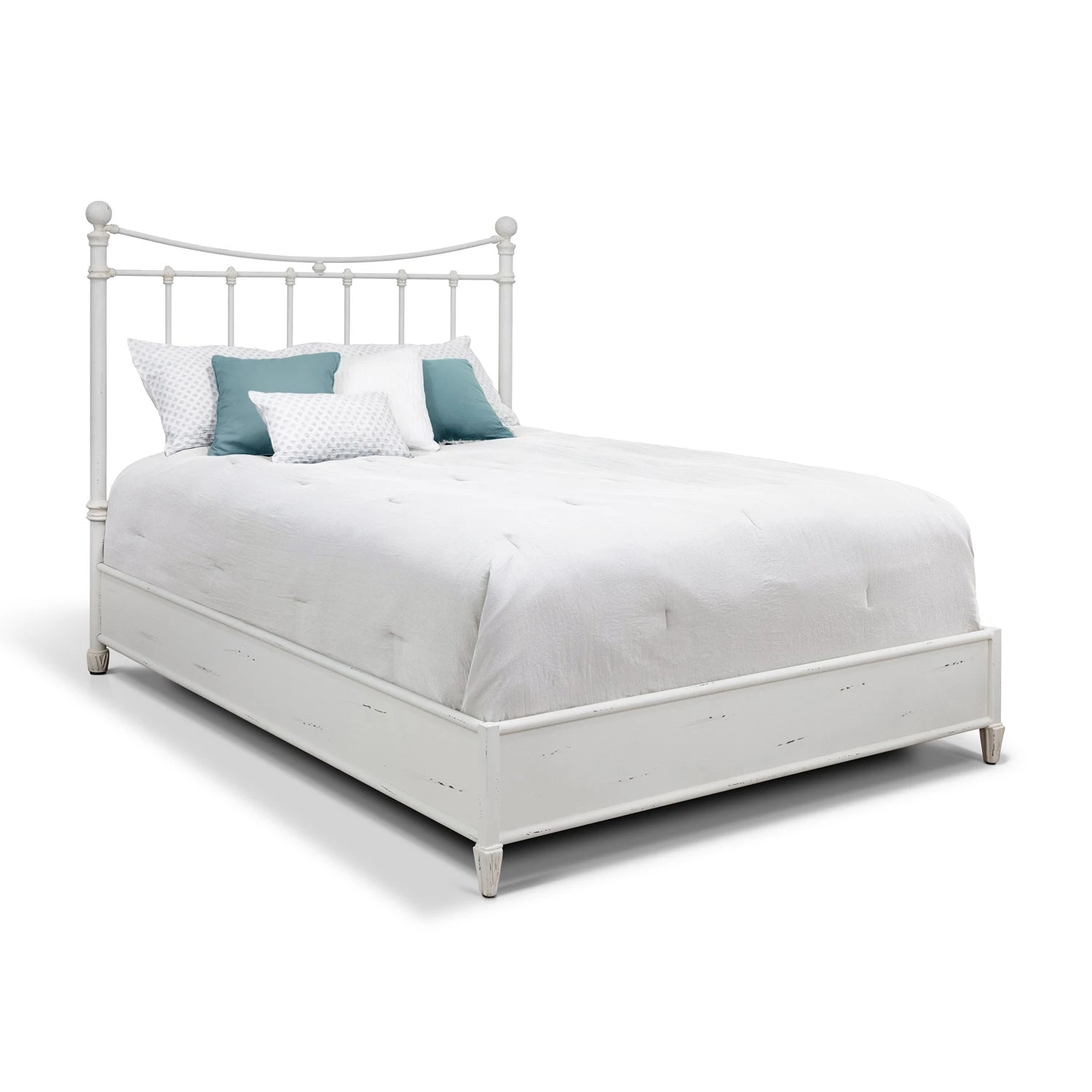 Quati Cast Iron Bed Frame with Surround Frame Quati Cast Iron Bed Frame With Surround Frame -The Bed Rooms Shop Quati 1046MS queen HBMS CottageWhite finish angle