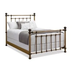 Revere Cast Iron Bed Frame -The Bed Rooms Shop Revere 1315 CBMPF AgedBrass finish angle