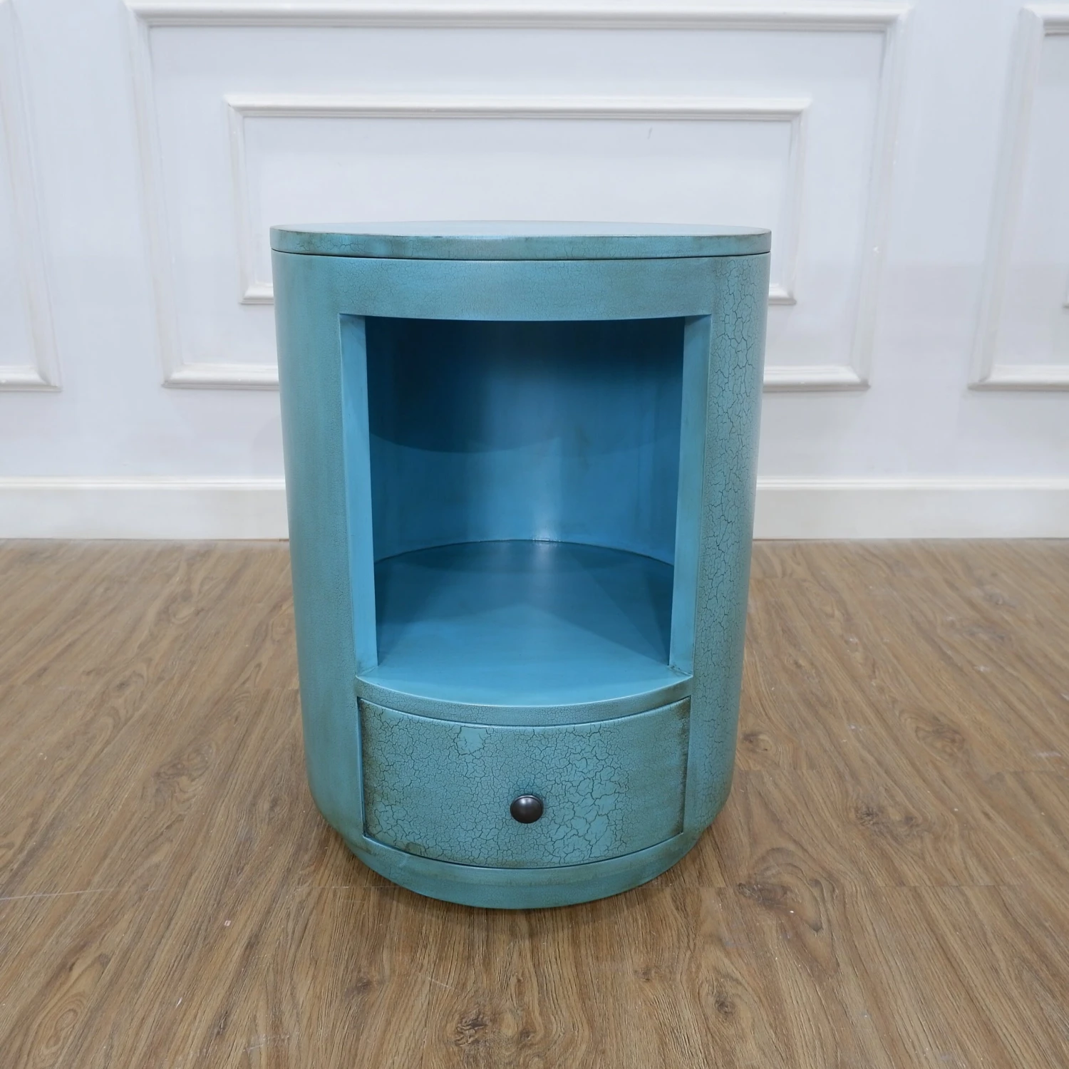 Turquoise Bedside Table Turquoise Bedside Table -The Bed Rooms Shop Roundbedsidetable colourToscagreencrackle.2 scaled