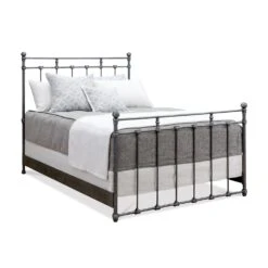 Sena Cast Iron Bed Frame 6 Sena Cast Iron Bed Frame -The Bed Rooms Shop Sena 1004 queen CBMPF SilverBisque finish angle