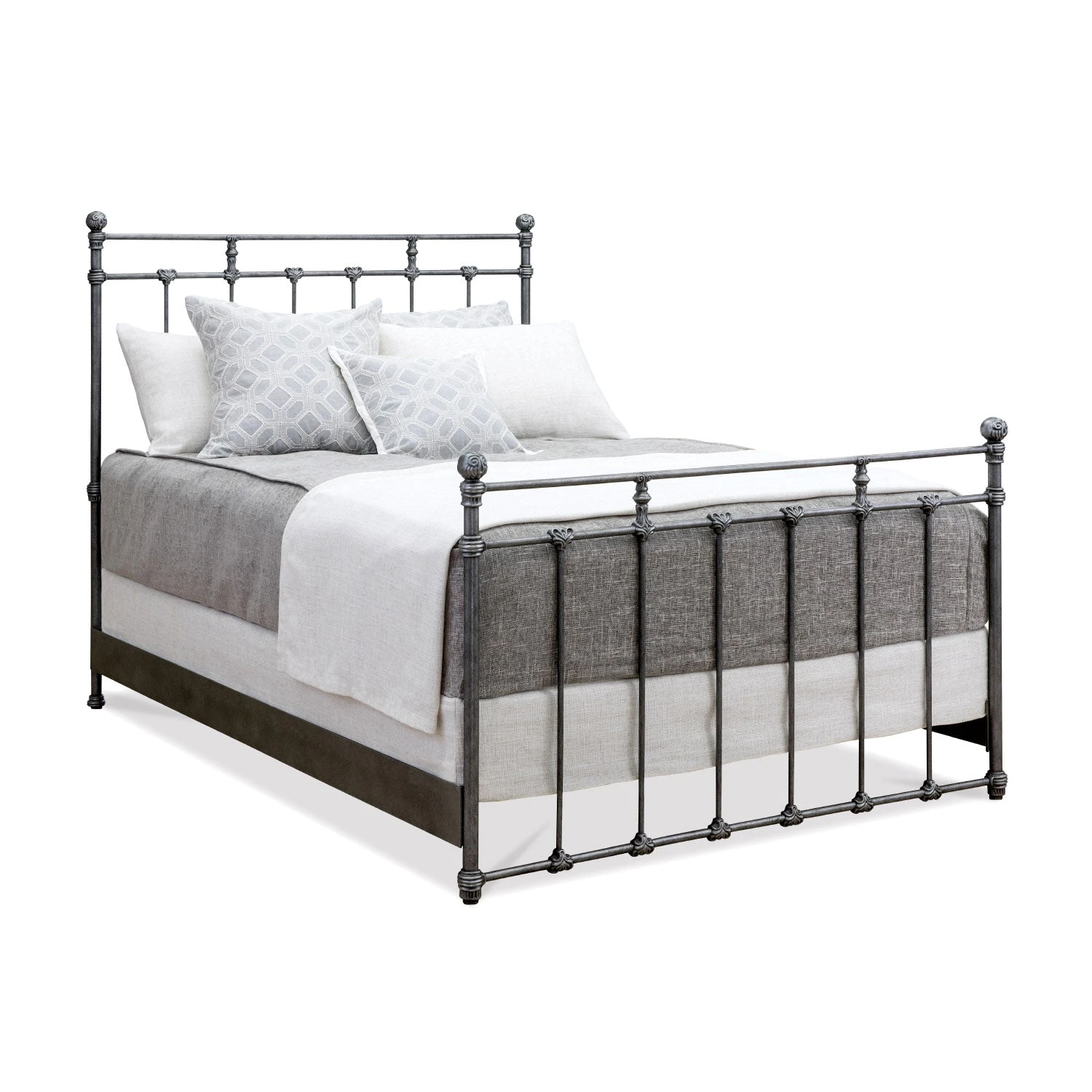 Sena Cast Iron Bed Frame Sena Cast Iron Bed Frame -The Bed Rooms Shop Sena 1004 queen CBMPF SilverBisque finish angle
