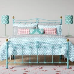 Tully Cast Iron Bed Frame With Low Foot 2 Tully Cast Iron Bed Frame With Low Foot -The Bed Rooms Shop TullyCastBed LowFootinLightBlue