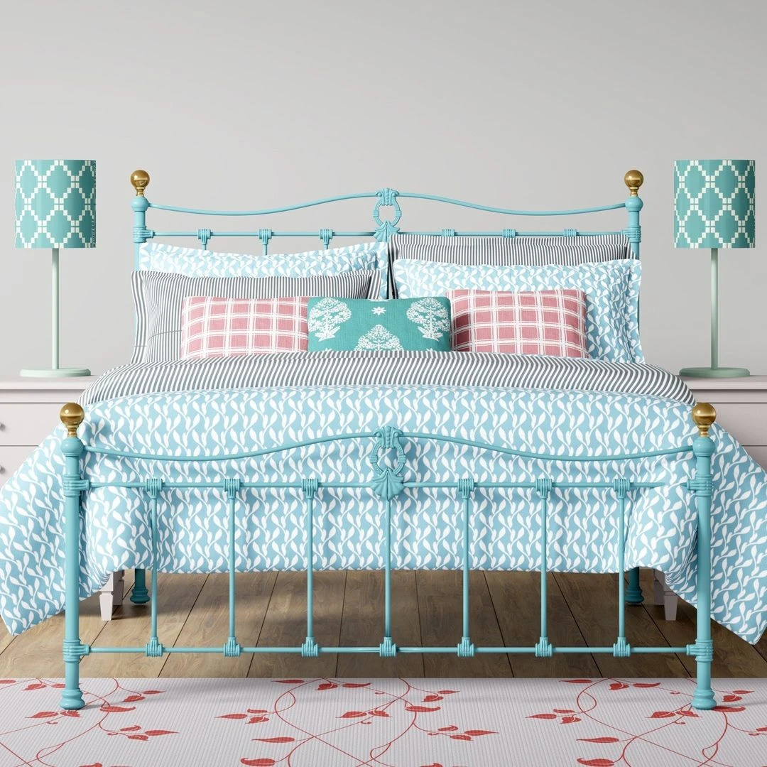 Tully Cast Iron Bed Frame with Low Foot Tully Cast Iron Bed Frame With Low Foot -The Bed Rooms Shop TullyCastBed LowFootinLightBlue