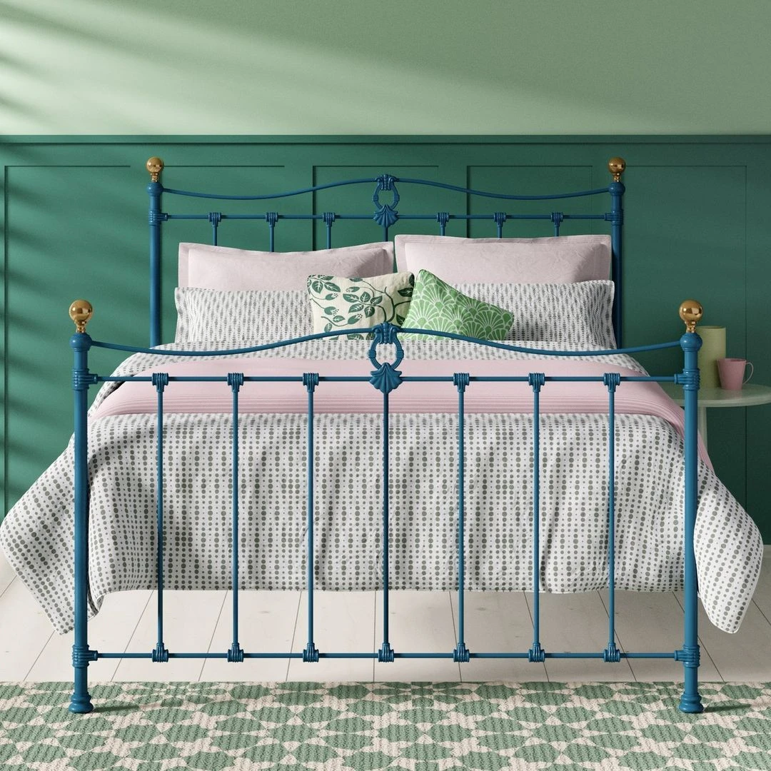 Tully Cast Iron Bed Frame Tully Cast Iron Bed Frame -The Bed Rooms Shop TullyCastBedinBlue