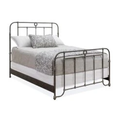 Wellington Cast Iron Bed Frame -The Bed Rooms Shop Wellington 1057 queen CBMPF TexturedCopperMoss finish angle