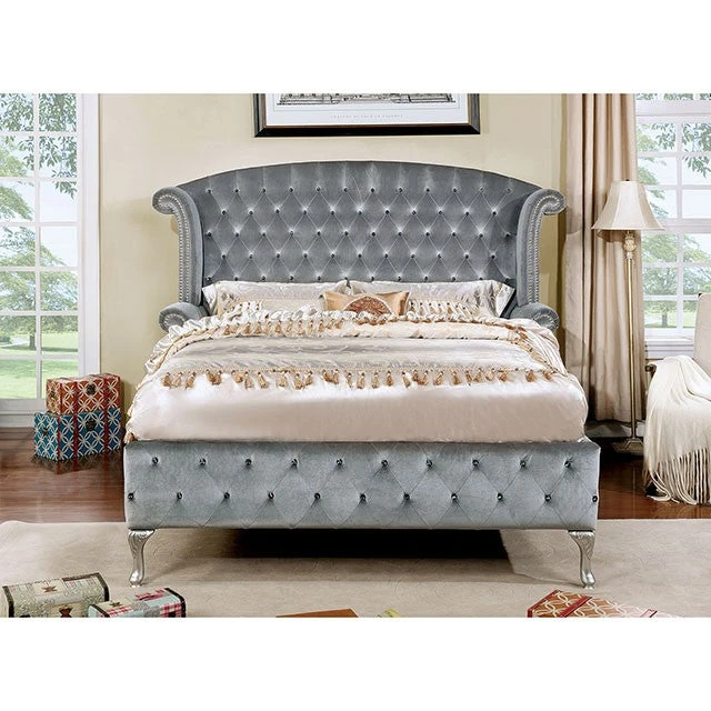 Alzir Upholstered Bed Frame - Grey Alzir Upholstered Bed Frame - Grey -The Bed Rooms Shop cm7150 1