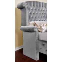Alzir Upholstered Bed Frame - Grey 2 Alzir Upholstered Bed Frame - Grey -The Bed Rooms Shop cm7150 3