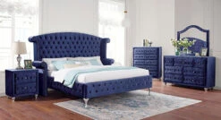 Alzir Upholstered Bed Frame - Blue -The Bed Rooms Shop cm7150bl 1 z