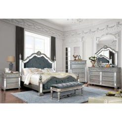Azha Mirrored & Upholstered Bed Frame -The Bed Rooms Shop cm7194 z 1