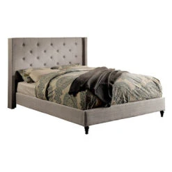 Anabelle Upholstered Bed Frame - Warm Grey