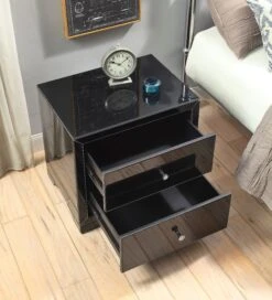 Boulevard Bedside Table In Black -The Bed Rooms Shop img 6473
