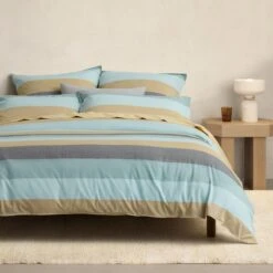 Reilly Club Stripe Quilt Cover Set - Blue Grass